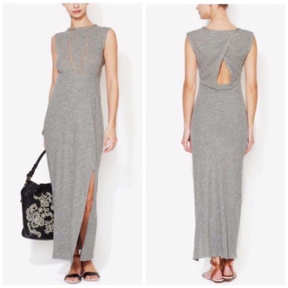 FREE PEOPLE Sabrina Sleeveless Open Back Maxi Dress Gray XS